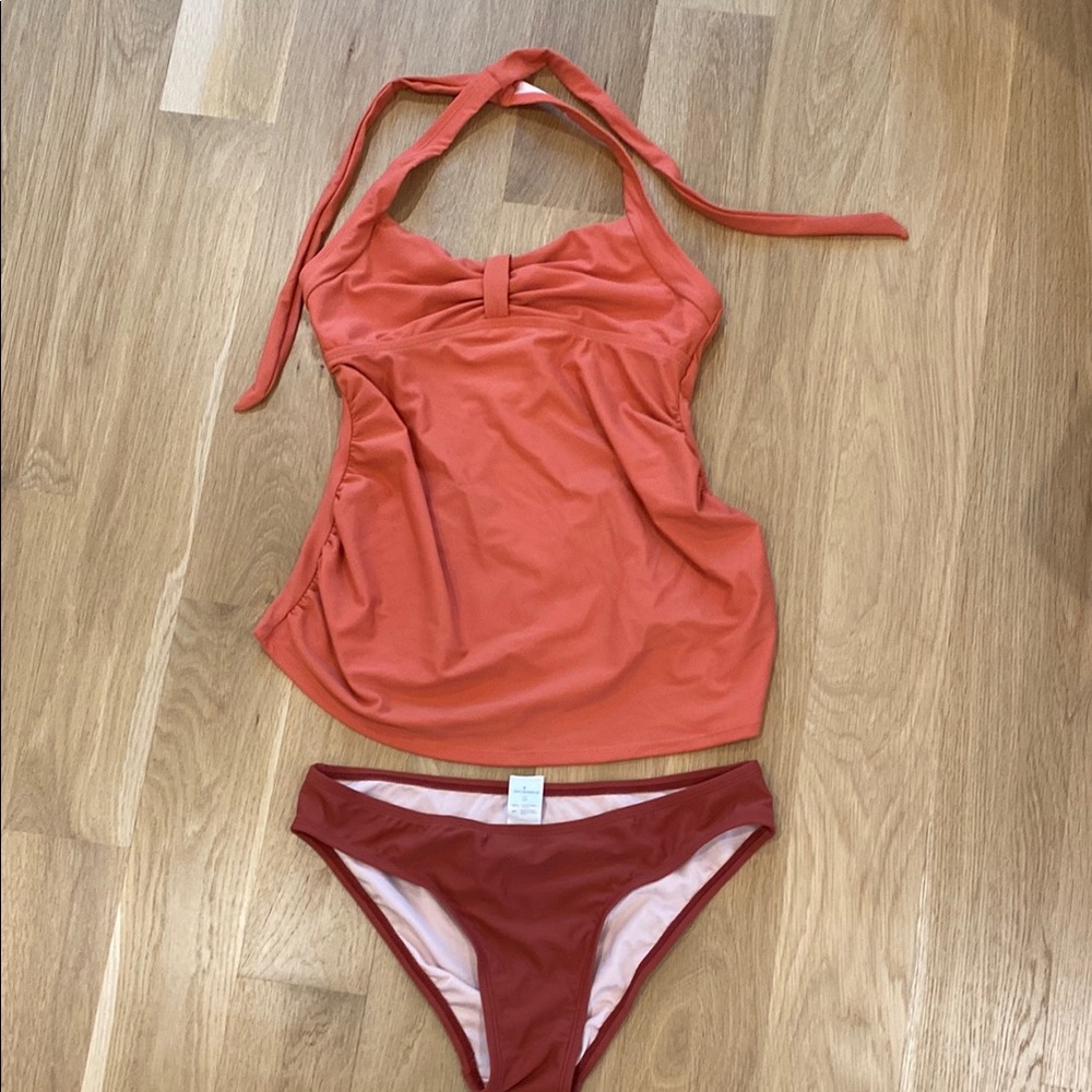 Cupshe Salmon colored  Halter Tankini Set (Maternity)